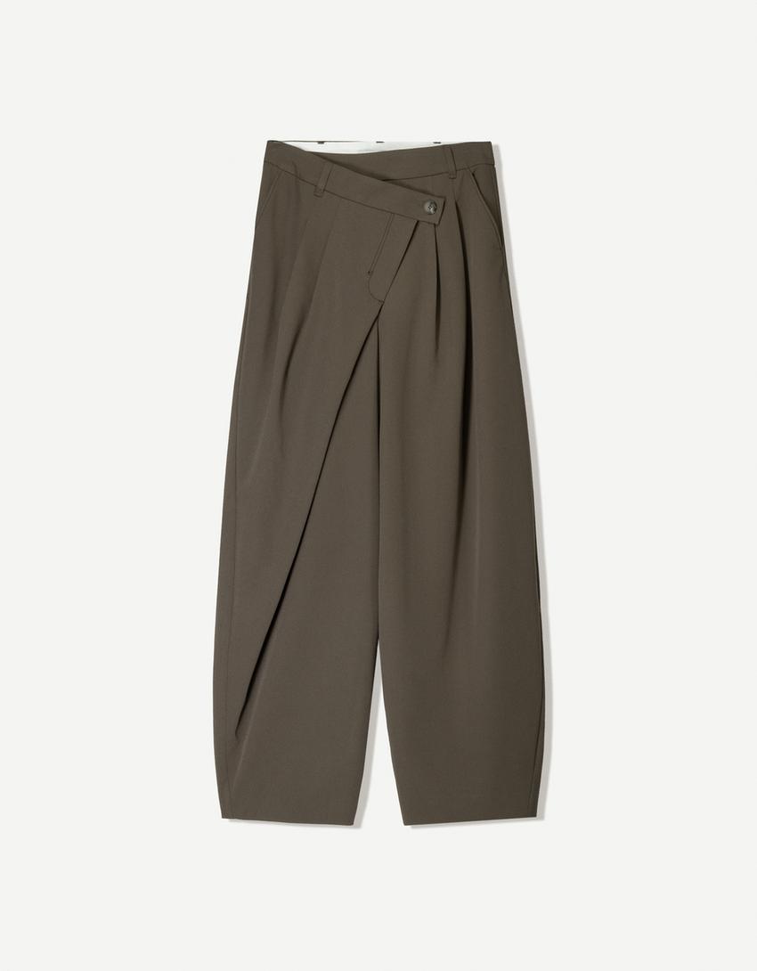 Pantalon Drapé | Coupe Fluide Et Taille Haute | Parfait Pour Le Bureau Ou Les Looks Urbains