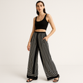 Pantalon Large | Rayures Graphiques | Fluide et Moderne