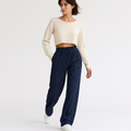 Pantalon Fluide | Taille Élastique | Rayures Élancées et Confort Moderne