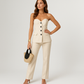 Tailleur Sans Manches | Bustier Structuré & Pantalon | Élégance Moderne