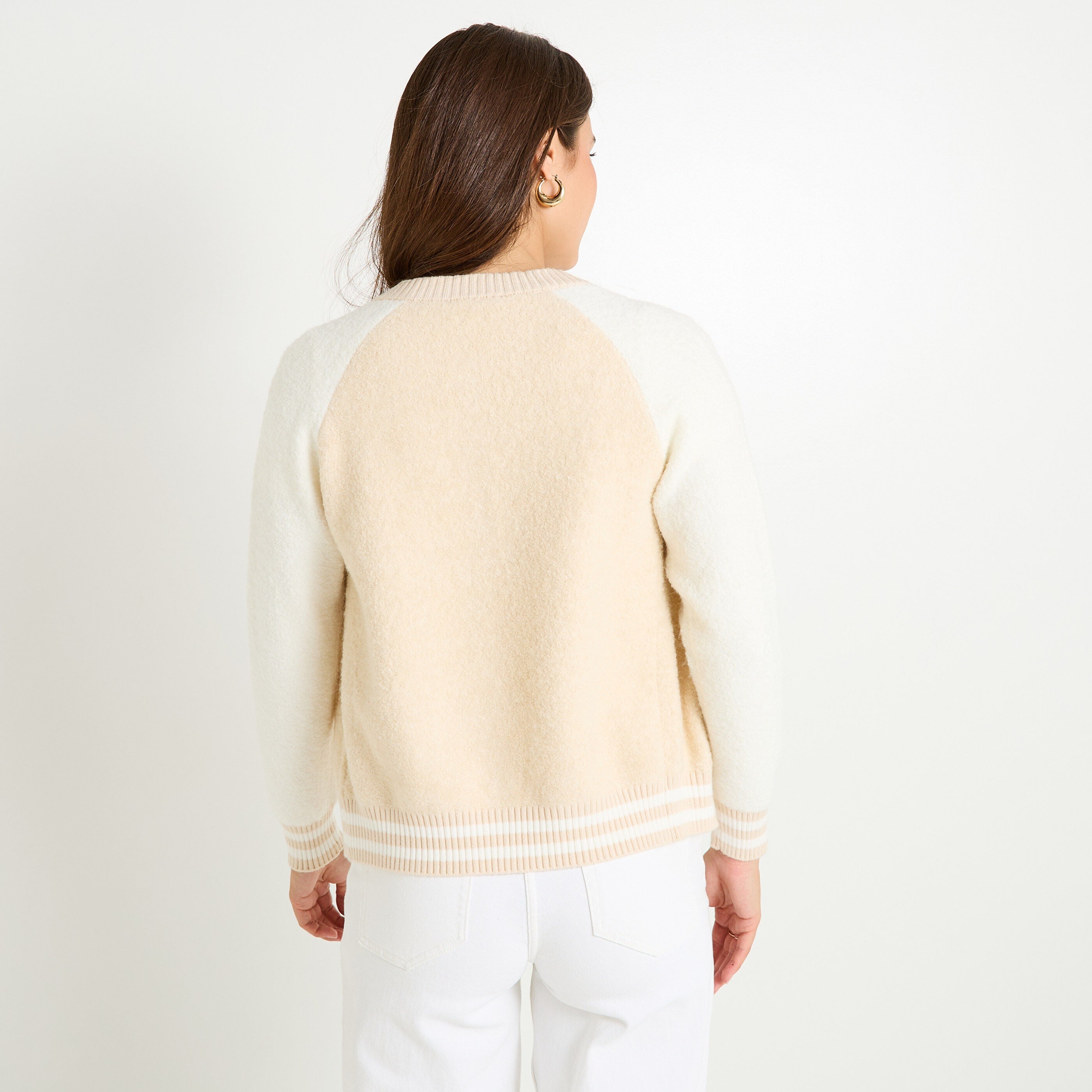 Veste en Maille Bicolore Douce
