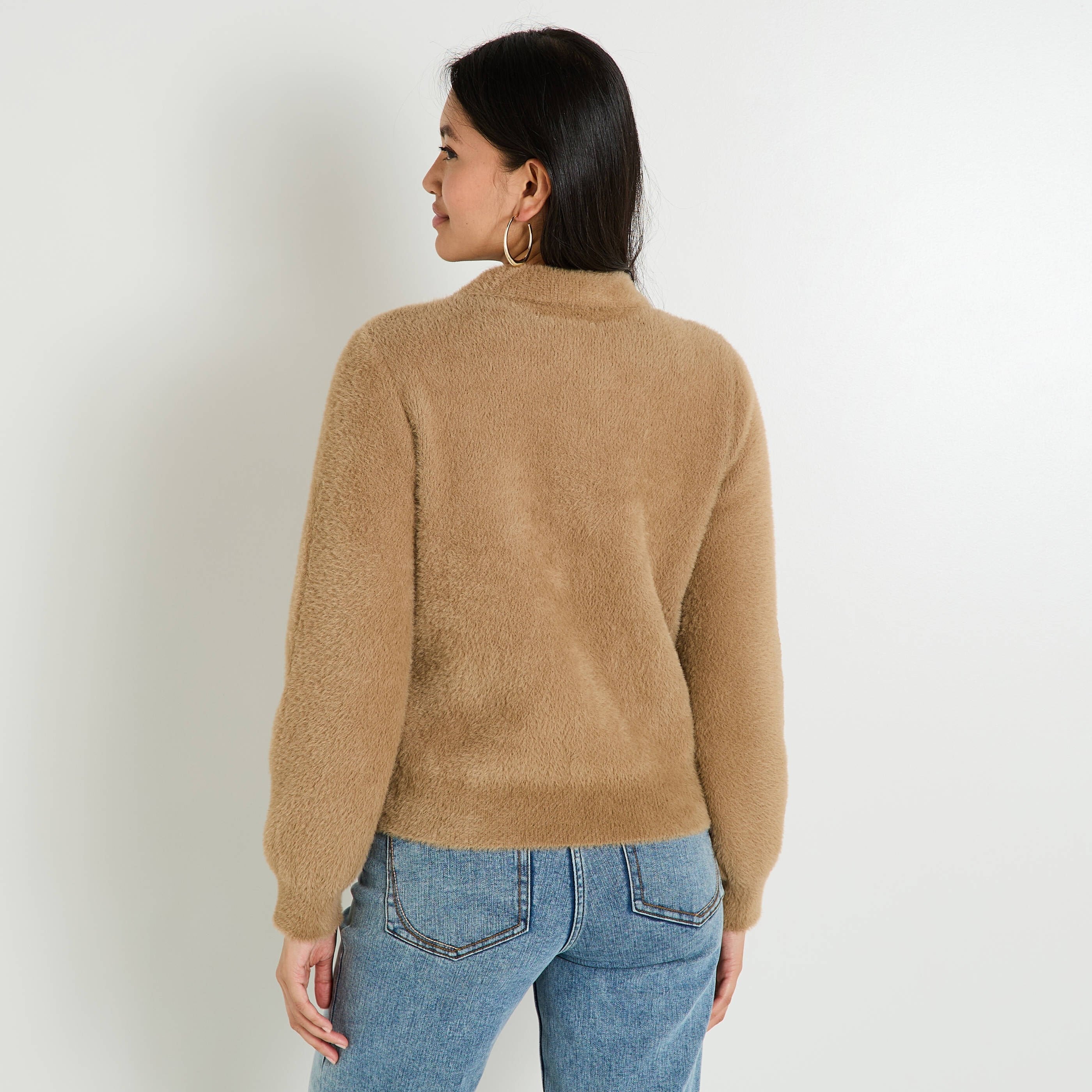 Veste Zippée Effet Duveteux