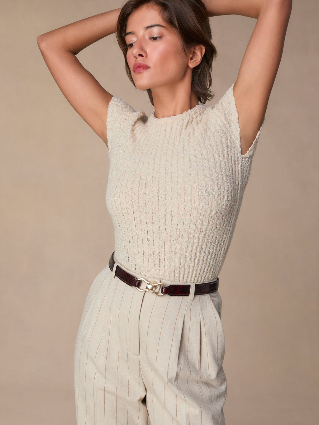 Top Sans Manches | Texturé Et Chic | Léger Et Confortable | Idéal Pour Le Bureau Et Les Rendez-Vous