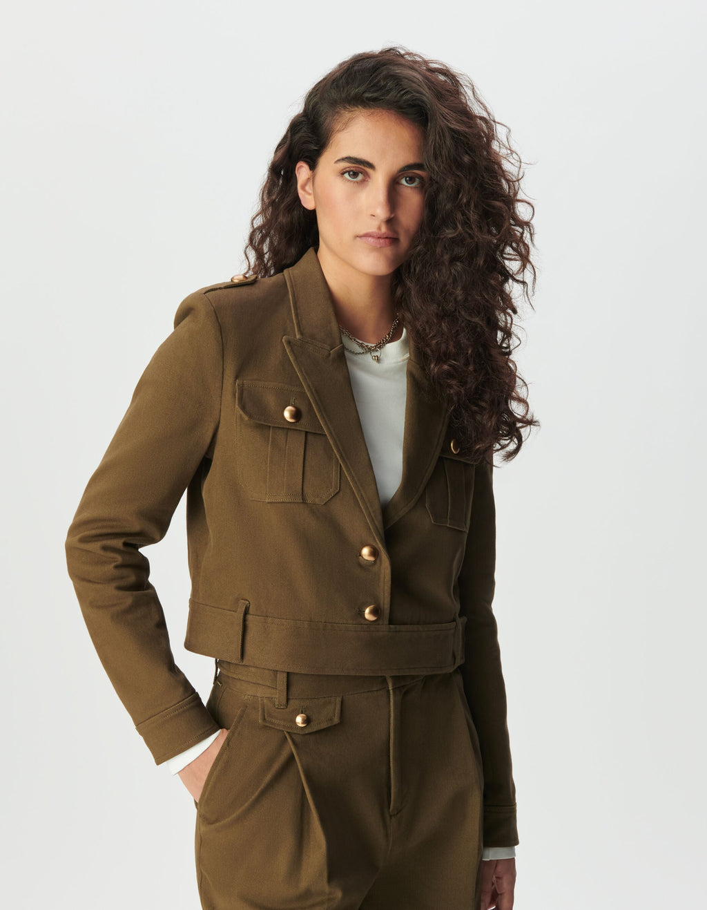 Veste Courte en Coton Structuré