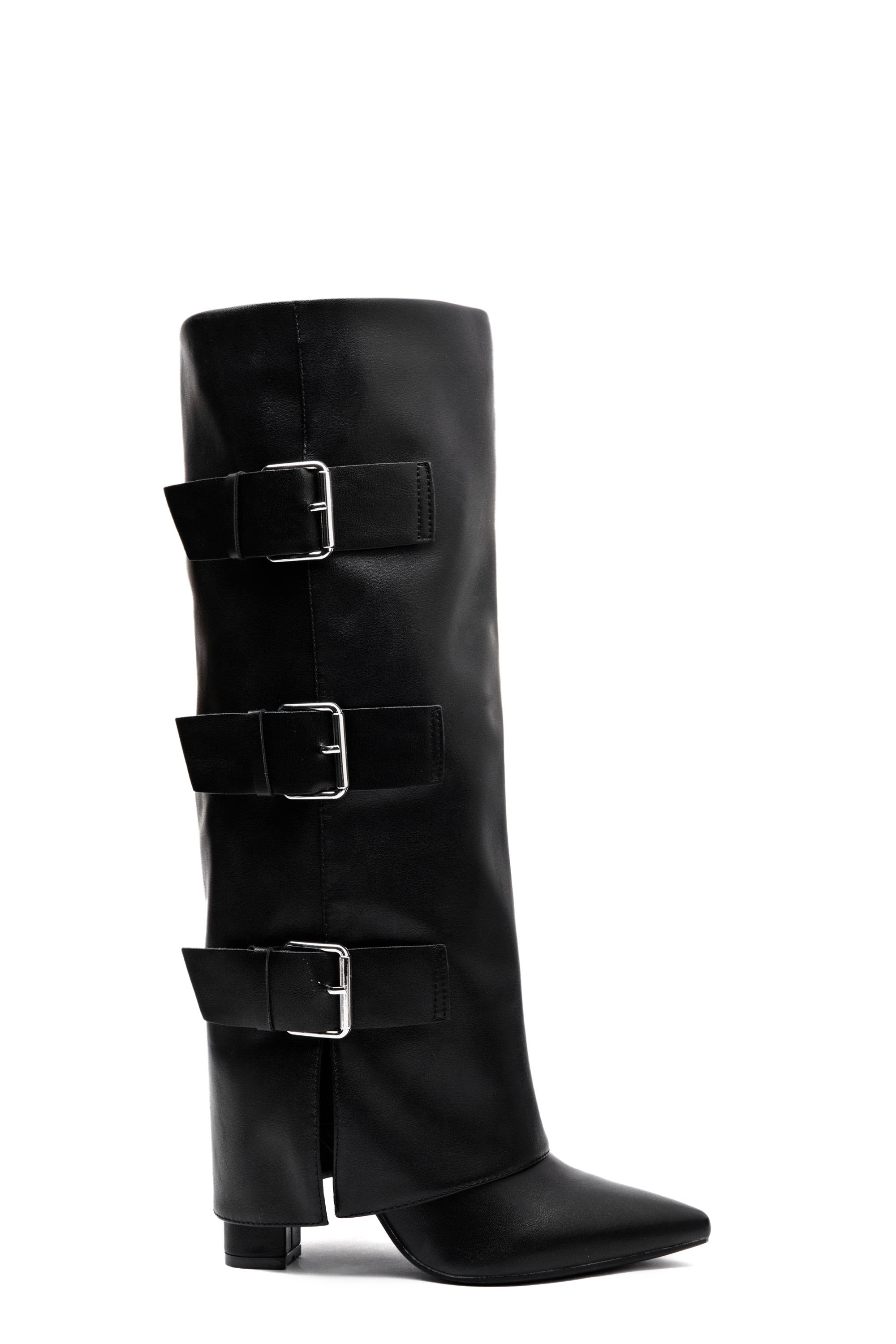 Bottes Hautes Femme | Cuir Végan Avec Boucles | Idéales Pour Un Look Structuré Et Tendance En Hiver