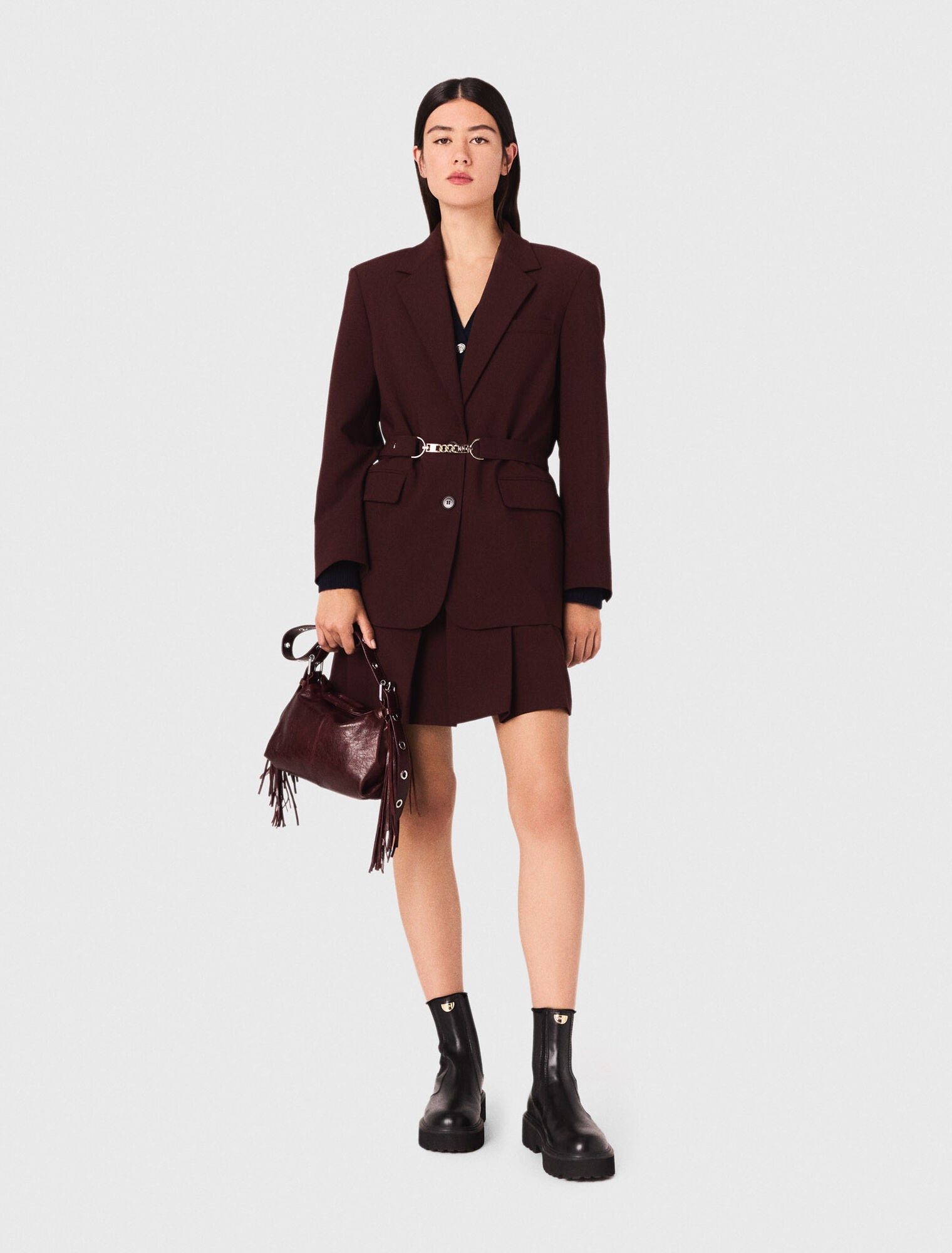 Manteau Ceinturé Oversize en Laine
