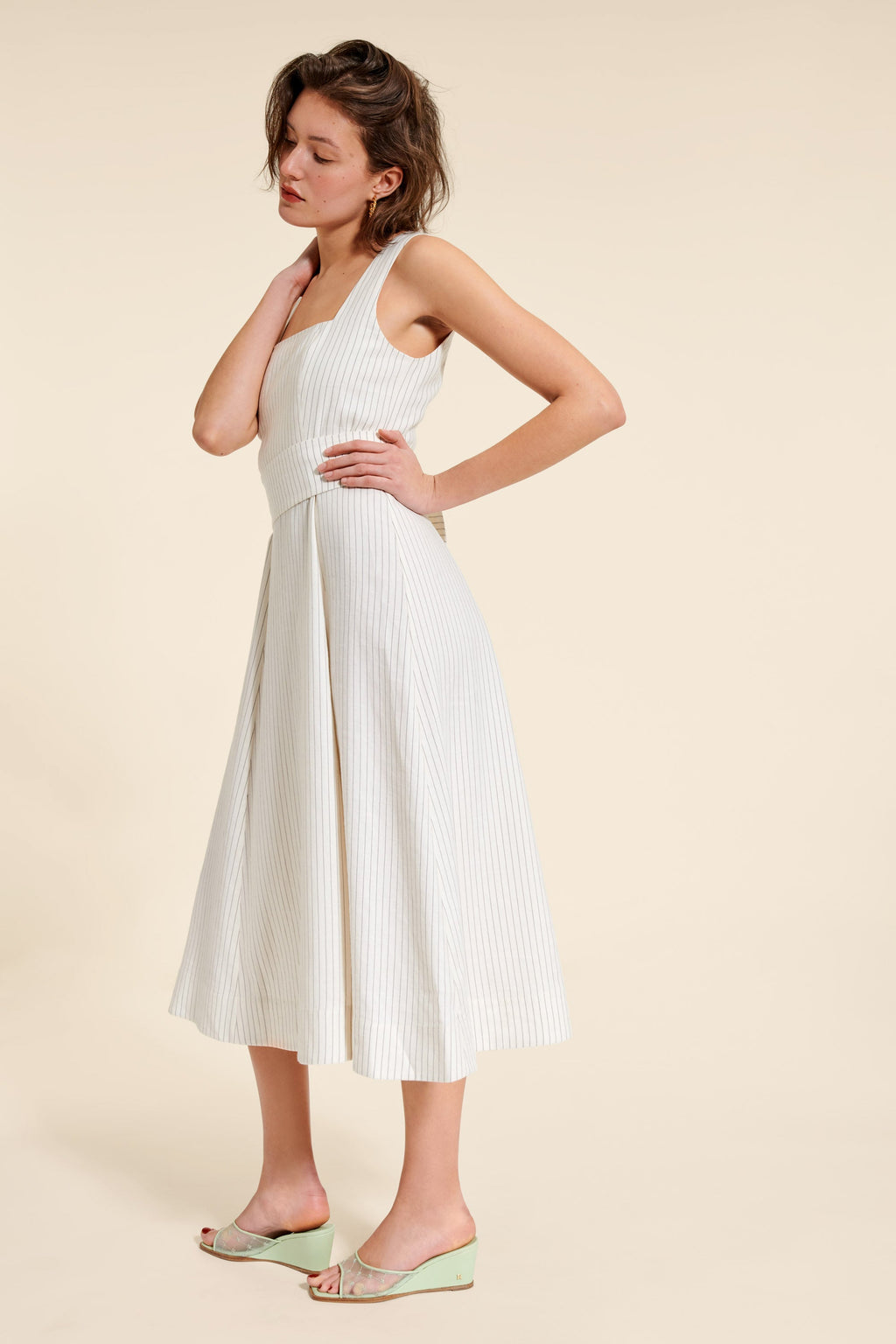 Robe Midi A Encolure Carrée | Élégante & Intemporelle | Été & Occasions Chic | Coton Texturé