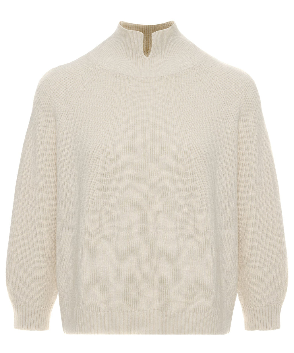 Pull Col Montant Fendu en Maille Douce