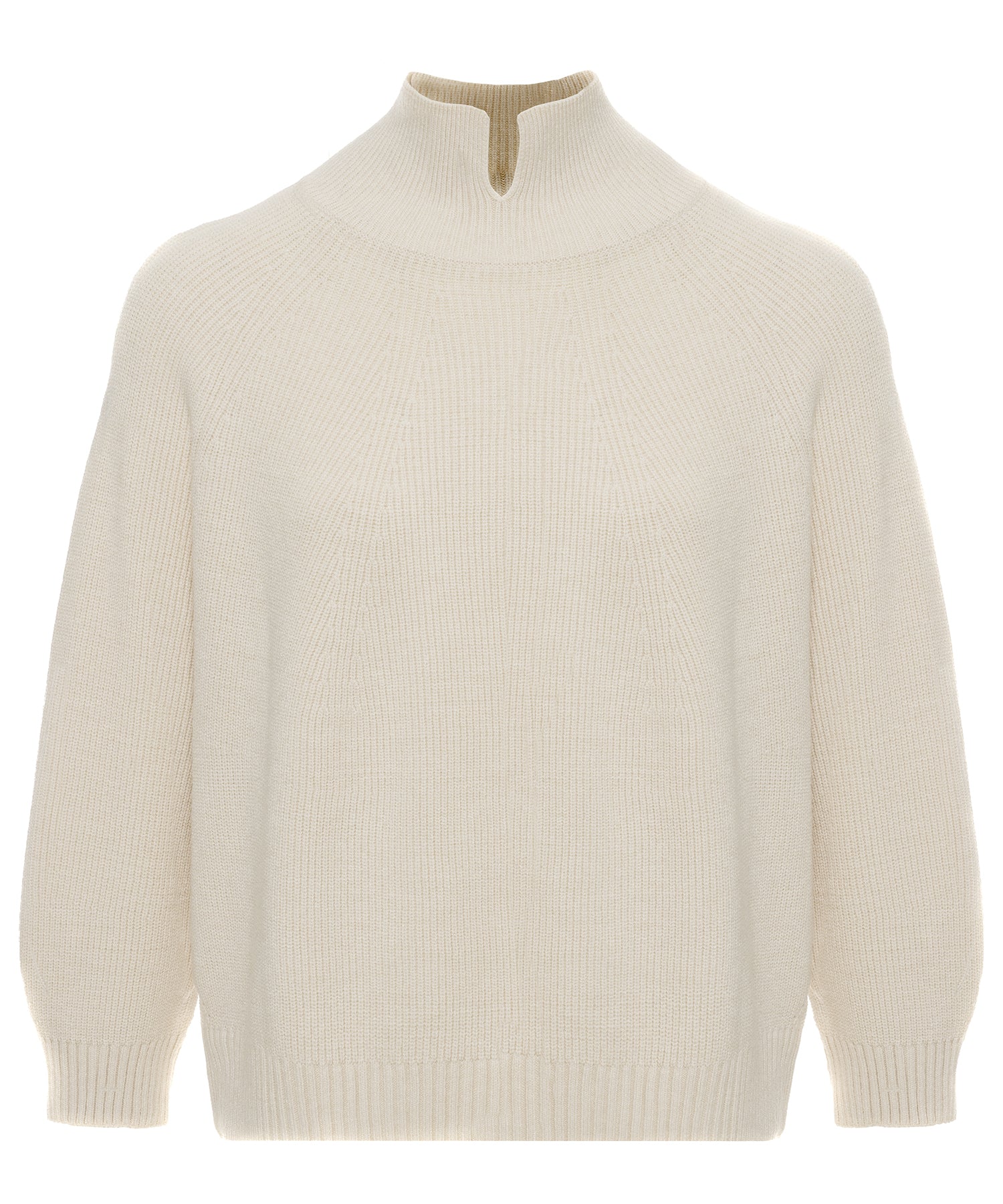 Pull Col Montant Fendu en Maille Douce