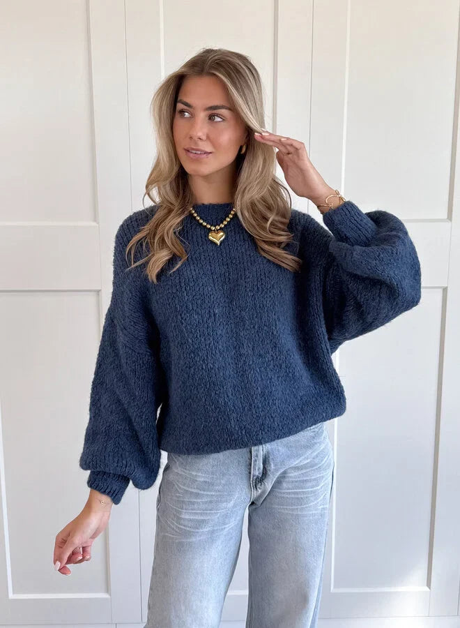 Pull en Maille à Manches Bouffantes
